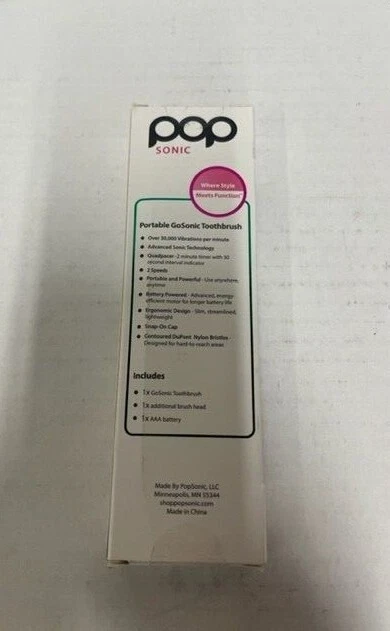 Зубная щетка PopSonic Go Sonic с дополнительными насадками, ВЫБЕРИТЕ ЦВЕТ — НОВАЯ В КОРОБКЕ - Изображение 2 из 2