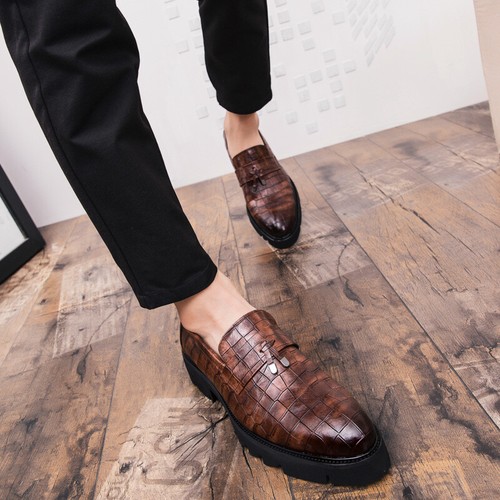 Zapatos de vestir informales de tacón transpirables de negocios para hombre con cordones de cuero | eBay