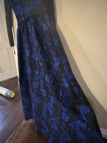 Nwt Tadashi Shoji Lace Bodice Long Gown Size 4 Evening Dress Midnight Blue - Picture 16 of 23