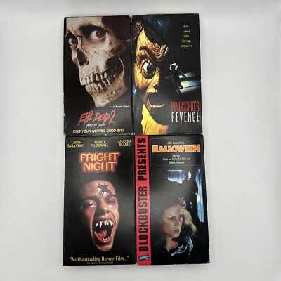 VHS Horror Lot Of 4: Evil Dead 2, Fright Night, Halloween, Pinocchios Revenge