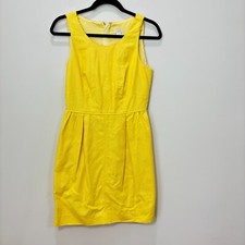 J Crew Yellow Shift Dress 4 Sleeveless 100% Cotton Preppy Easter Office Career