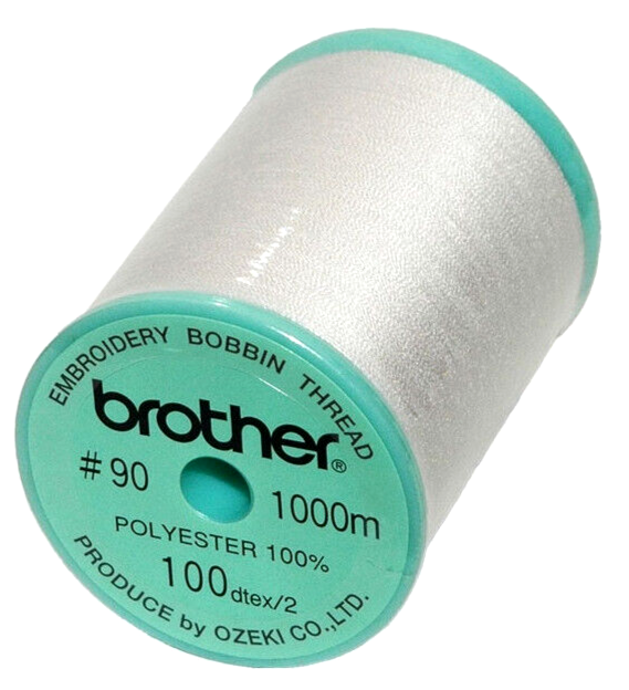 Genuine Brother Embroidery Bobbin Thread White 90, 1000 meters