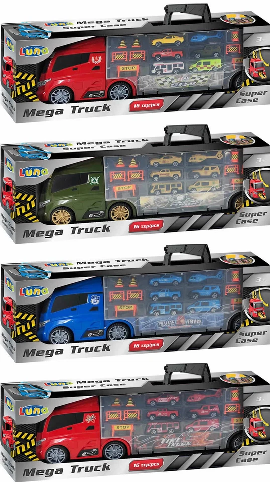 DIAKAKIS Luna Mega Truck 51 cm LKW Tragekoffer 16-tlg. Autos Helikopter und Zubehör