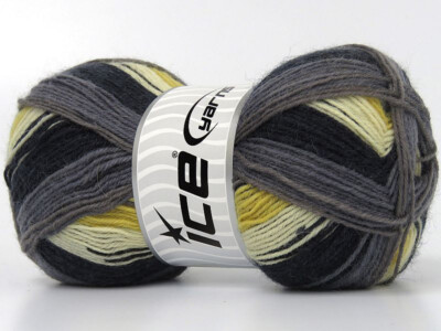 4-Skein Lot Smart Sock Yarn Superfine Superwash 4x100g/400m Black Grey Cream