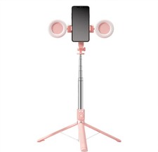 Selfie Stick Tripod with Light and Bluetooth Remote, 67" Extendable Mini Pink
