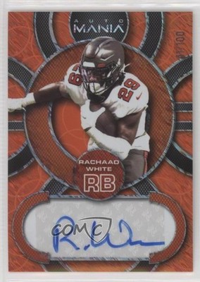 2022 Mania Retail Circle Orange Sparkles /100 Rachaad White Rookie Auto RC 10k8