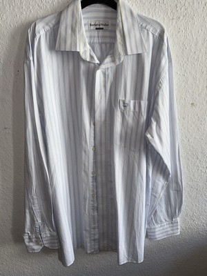 Vintage Y2K Barlett & Walker Herren Hemd Hellblau Weiß Gr.43