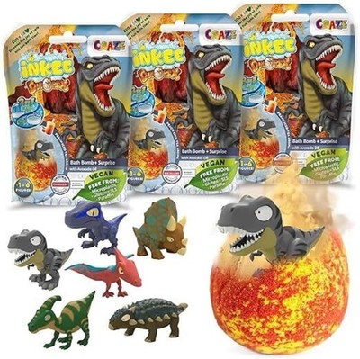 INKEE Surprise Dino Badebomben 1 Stück (3er Pack), Badespaß für Kinder 