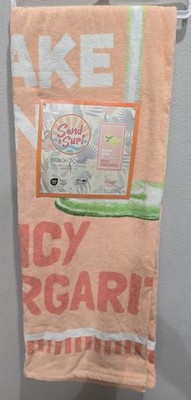 Sand & Surf Beach Towel Make Mine A Spicy Margarita Peach 100% Cotton 36x68 NWT