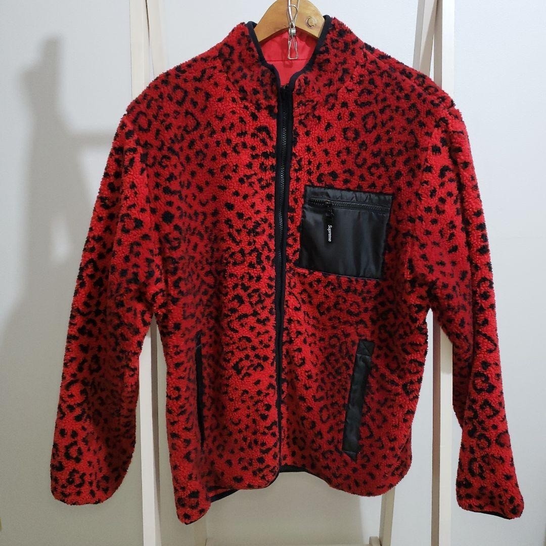 Supreme 2017 Leopard fleece reversible jacket red XL | eBay