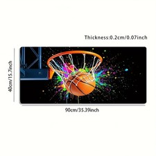 1pc Large-sized Esports Gaming Mouse Pad with a Colorful Ink-splatter Basketba