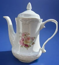 VTG Winrose Collection Tea Pot & Lid Roses Flowers Embossed Gold Trim 2 Pieces
