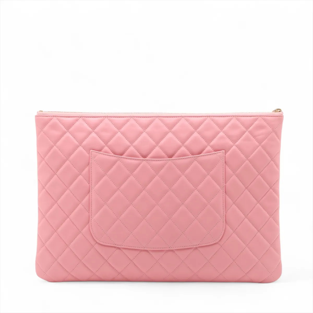 Chanel Matelasse Lambskin Clutch bag Pink Gold Metal Fittings 27th thumbnail 2