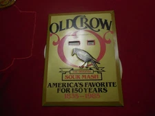 Vintage 1980`s Old Crow Sour Mash Whiskey Calendar bar sign Man Cave Game room