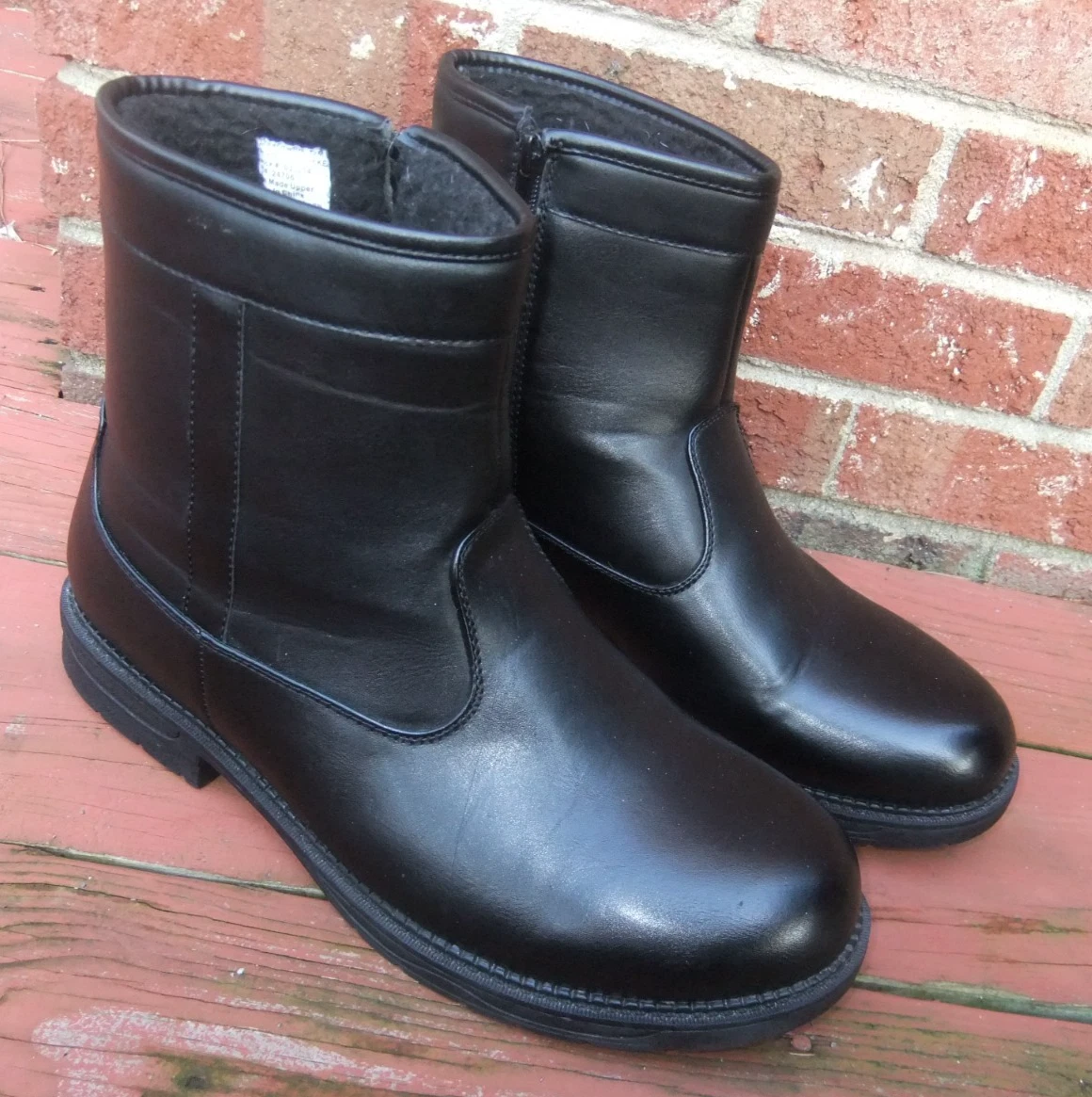 Trail Guide Trekker Sidezip Black Hiking Insulated Boots Mens 12M Faux Leather