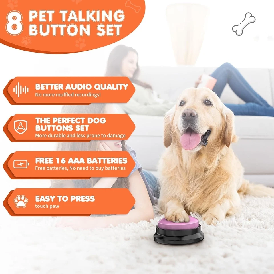 Dog Buttons for Communication,Talking Buttons for Dogs,8 Recordable Sound Button - Image 2 of 4