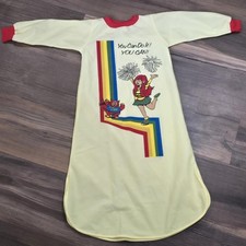 Vintage 80s 90s Girls Yellow Rainbow Long Slv Nightgown Dress Cheerleader New 8