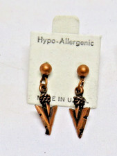Vintage Copper Arrowhead Dangle Earrings Southwestern Boho Native 1" made in USA