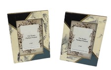 Modern Marble 4x6 Picture Frames Set of 2 Teal Black Gold Tabletop