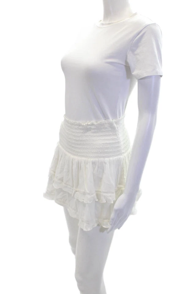Etoile Isabel Marant Womens Cotton Stretch A-Line Mini Skirt White Size 34 - Image 2 of 4