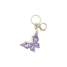 Sparkling Rhinestone Crystal Butterfly Keychain Cute Car Keybag Pendant Purple