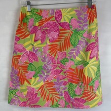 Vintage White Label Lilly Pulitzer Frog Graphic Print A Line Wrap Skirt Size 4