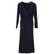 Lauren Ralph Lauren Women Black Twisted Front Long Sleeve Gown 8 Black Tie Event
