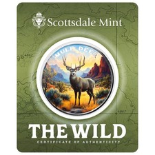 1 oz Silver - The Wild | Mule Deer .999 Silver Color Round in Certi-Lock® 108.67 per troy oz
