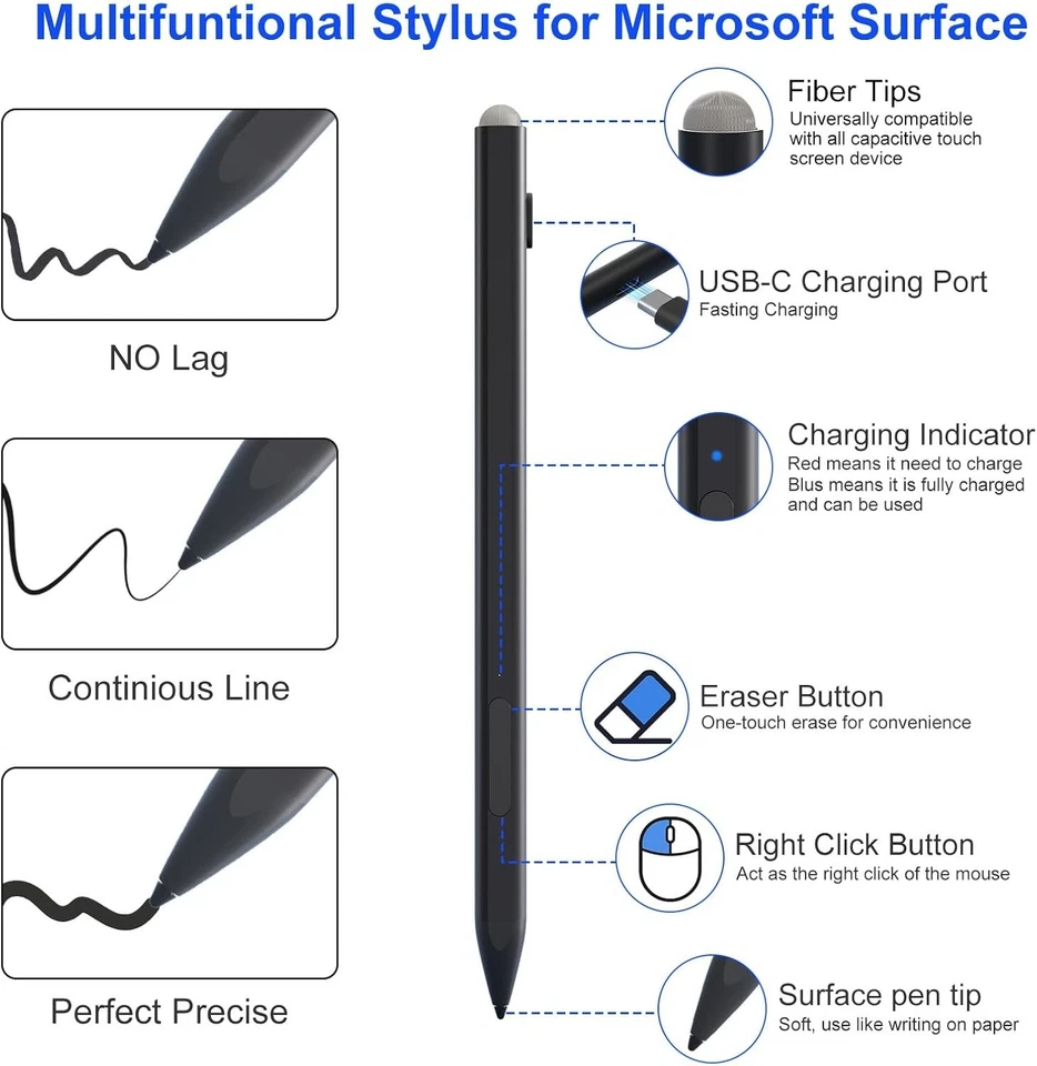 Microsoft Surface Pencil - Stylus Pen for Surface Pro 12/11/9/10/8/X/7/6/5/4/3 w - Image 2 of 4