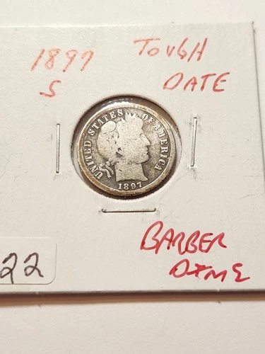 1897 S KEY SCARCE BARBER DIME RARE