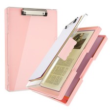 Clipboard with Storage 8.5x11 with Pen Holder A4 Legal Paper Folder, Pink