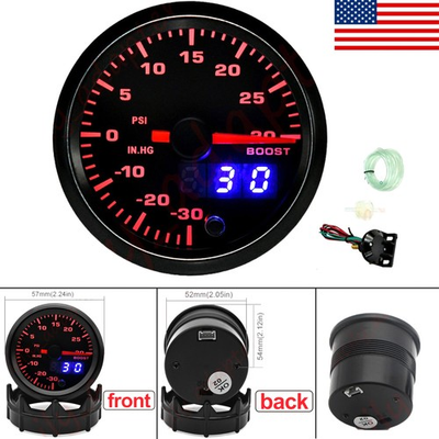 #ad 2quot; 52mm 7 Color PSI Turbo Boost GaugeSensor Analog Digital Dual Display Auto M $23.90