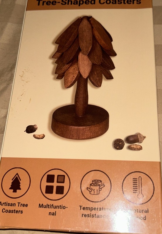 Coasters, Wooden Tree-Shaped Sapeli Wood Drink Coasters Set for Coffee Table,...