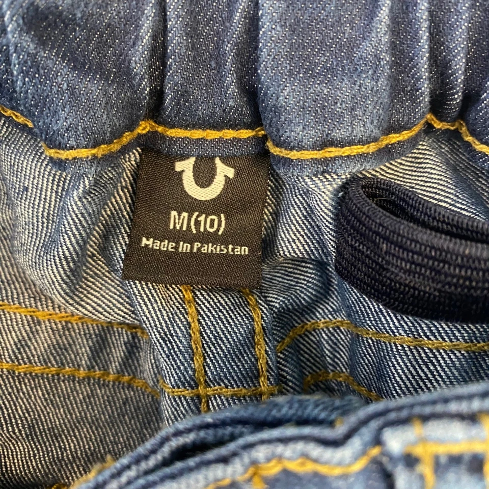 Pantalones de mezclilla True Religion para niñas medianos 10 azules cintura ajustable herradura Foto 2 de 4