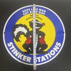 VINTAGE STINKER STATION GASOLINE MOTOR OIL PORCELAIN SIGN — photo 4