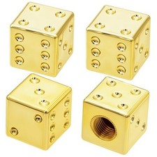 4PCS Dice Shape Tire Valve Stem Caps, Universal Copper Core 4 pcs Dice - Gold