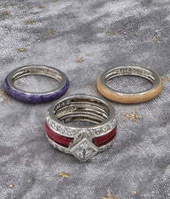 Sterling Silver 925 CZ 4 Piece Ring Set with Inserts Size 6