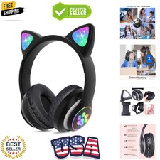 Bluetooth 6.0 Cat Ear Kids Headphones for Girls, LED Light Up, 85dB Safe Volu...