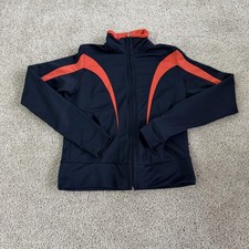 Nike Track Jacket Kids 8-10 Blue Full Zip Fleece Lined Colorblock Athletic Sport