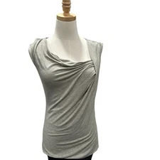 MAX STUDIO Gray Drape Neck Sleeveless Tunic Top Women's Size S
