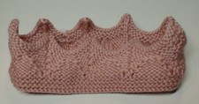 Handmade Crochet Crown Headband 18-21" PINK Winter Ear Warmer