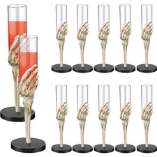 Tanlade 2.7 oz Halloween Goblets with Spooky Skeleton Hand Plastic Champagne ...