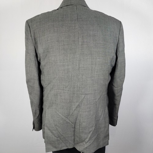 Marc Anthony Men's Sport Coat Blazer Two Button Black Gray Checked Wool 46R - Picture 12 of 16