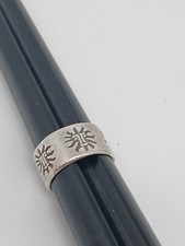 Vintage Native American sun wide band ring size 6.5 marked bell Sterling