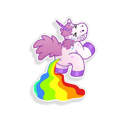Unicorn Pooping Funny Rainbow Sticker Decal