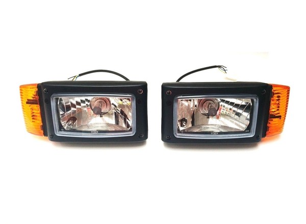 2X Scheinwerfer Mit Blinker 12V FüR Radlader Baumaschinen Schlepper Bagger Jcb-image