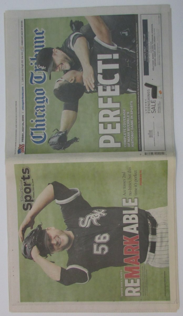 Mark Buehrle White Sox Perfect Game 2009 Chicago Tribune Newspaper 147897 |  eBay