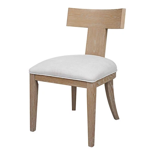 Uttermost Idris Coastal Solid Wood and Fabric Armless Chair in Natural Oak - Picture 1 of 9