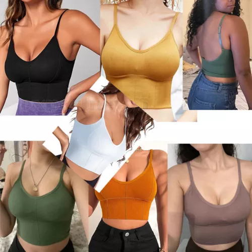 Women Strappy Sport Yoga Low U-Back Bralette Padded Bra Crop Top Cami Vest Tank - Bild 8 von 43