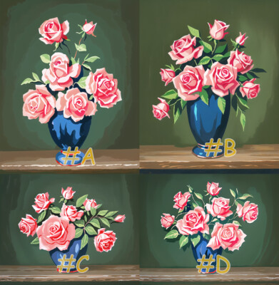 絵画 flk040159 絵画 flk040159 Pink Roses in a Vase Printed Needlepoint